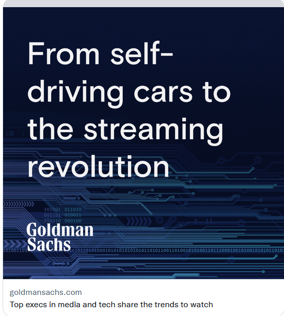 Goldman Sachs Future Technology Sector Projections (from Self-Driving Cars to Streaming)